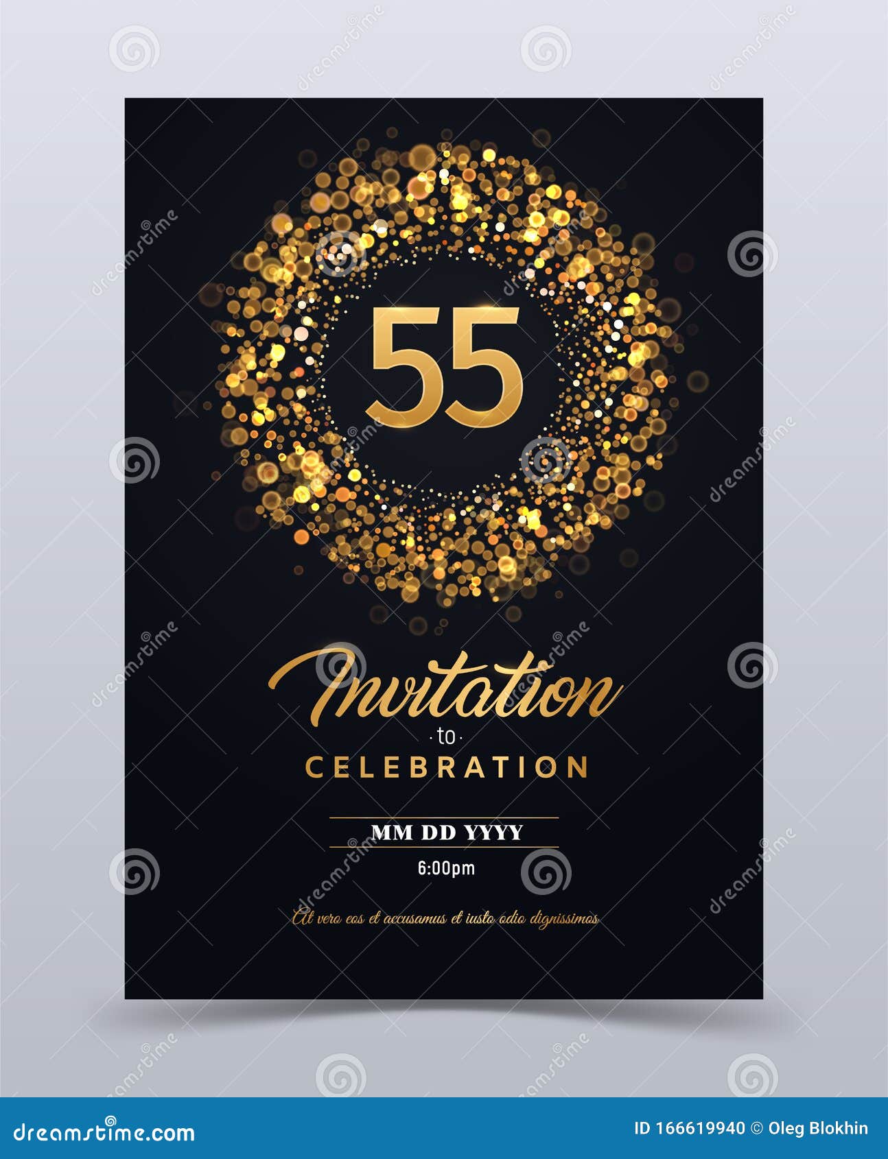55 Years Anniversary Invitation Card Template Isolated Vector