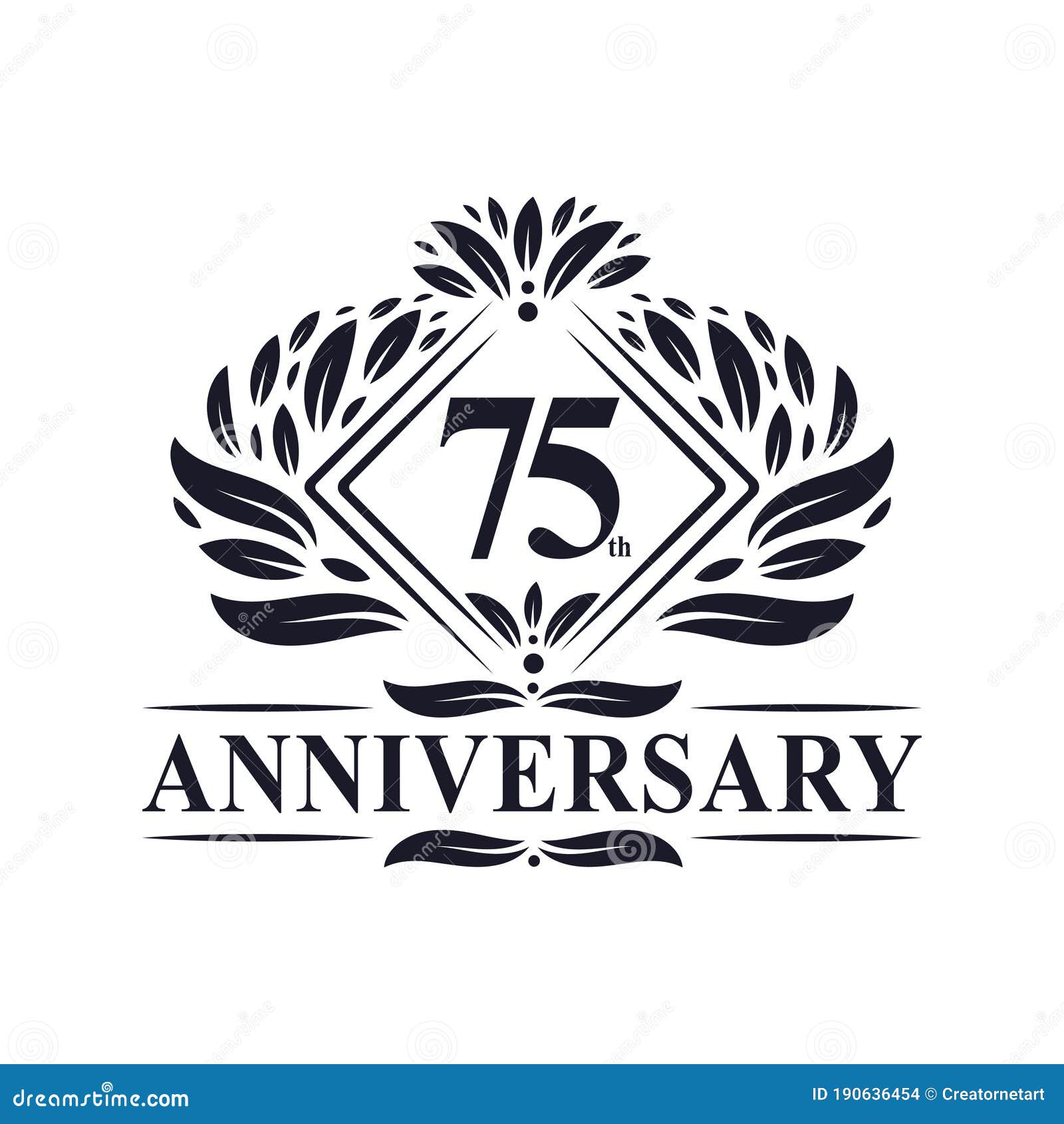 75 Years Anniversary Logo, Luxury Floral 75th Anniversary Logo Stock ...