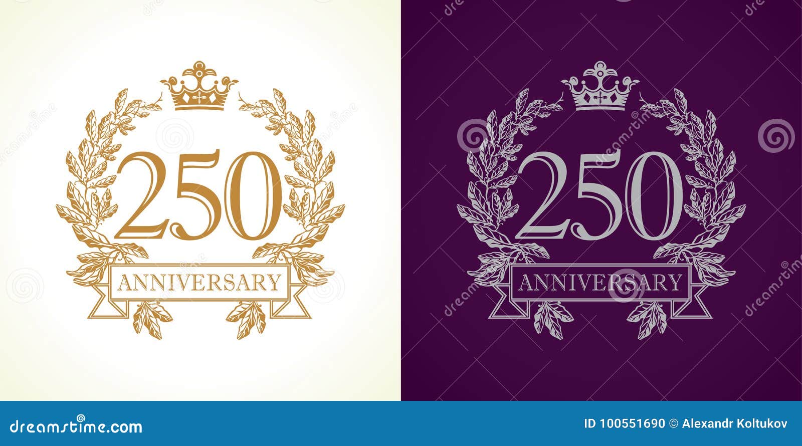 250 Anniversary Luxury Logo. Vector Illustration