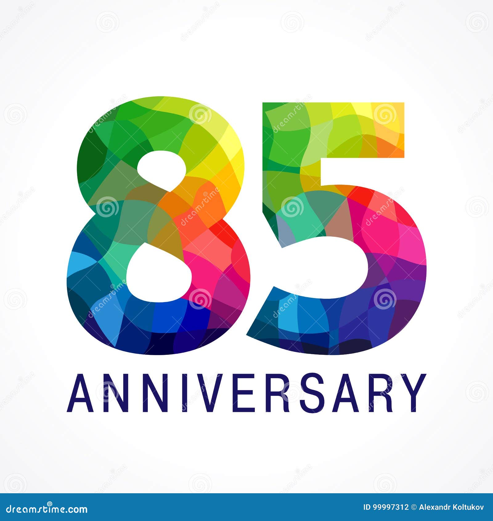 85 years old stained-glass colored logotype.