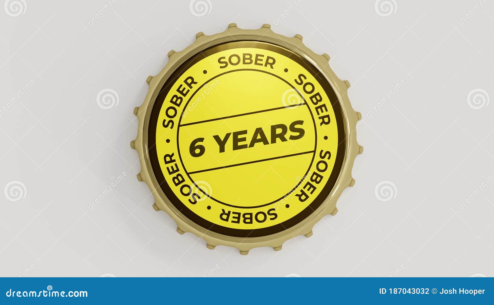 6 years sober. sobriety seal on a bottle cap