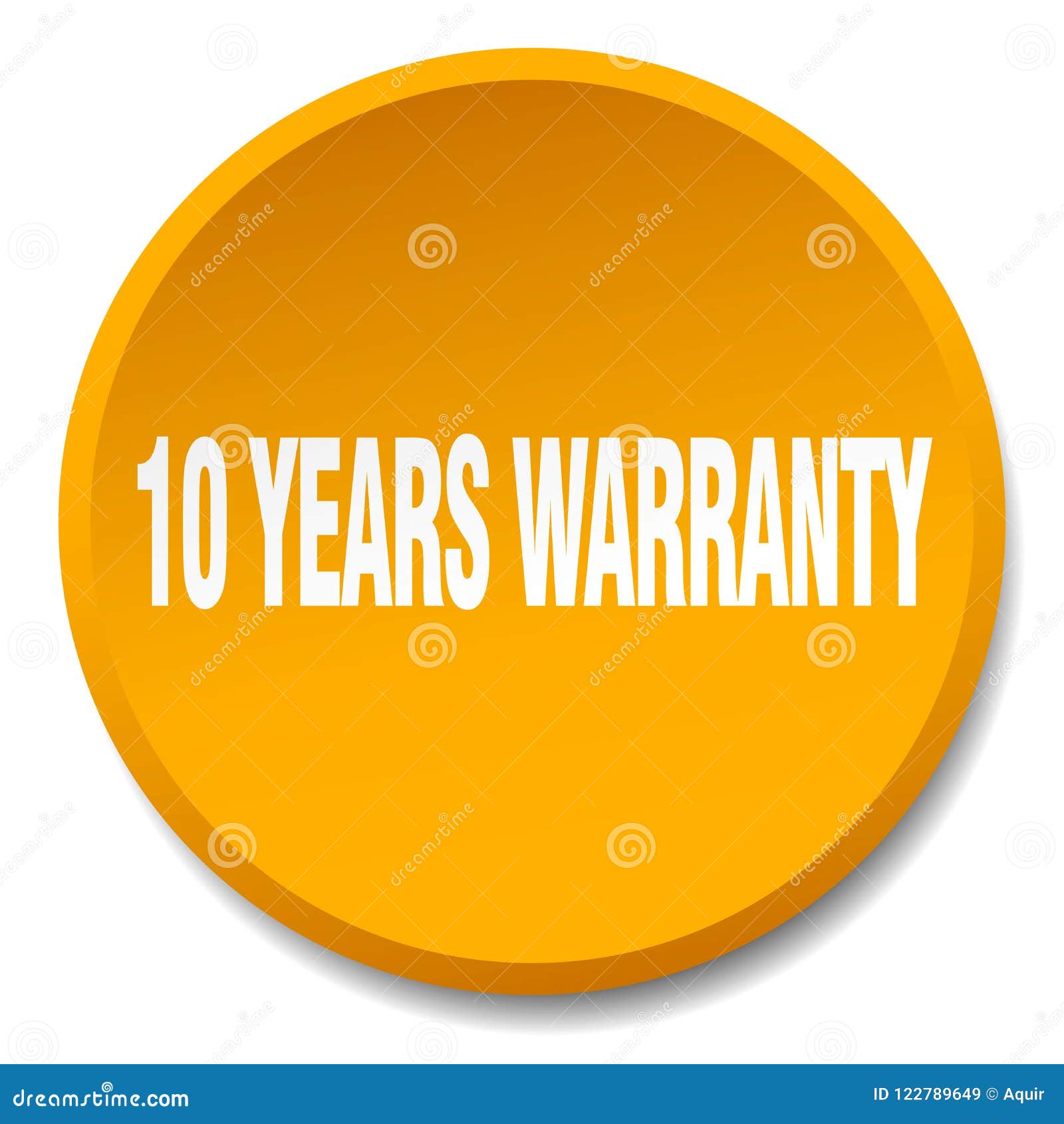 10 years warranty button. 10 years warranty round button isolated on white background. 10 years warranty