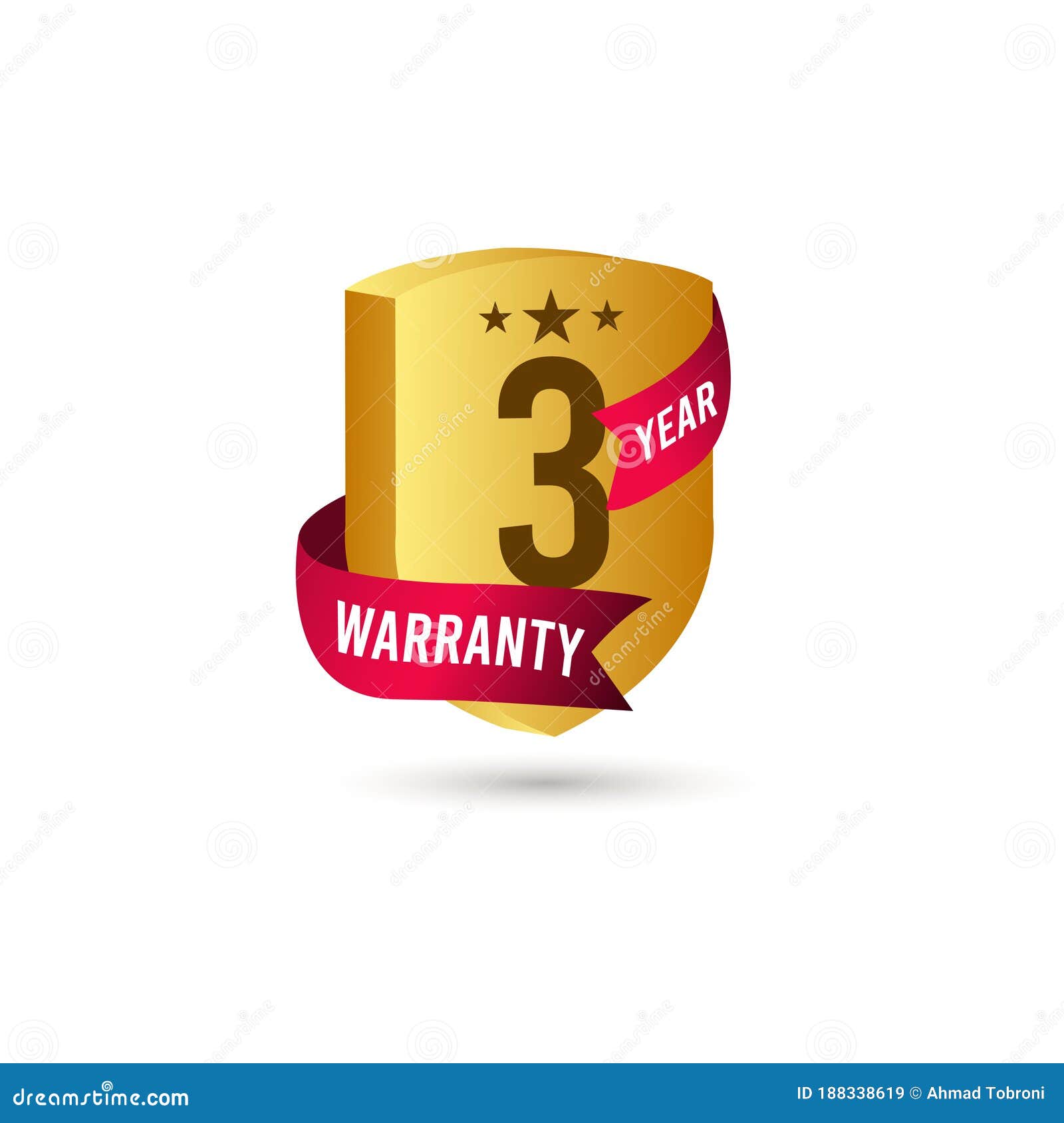 3 Years Warranty 3 D Vector Label Logo Template Design Illustration