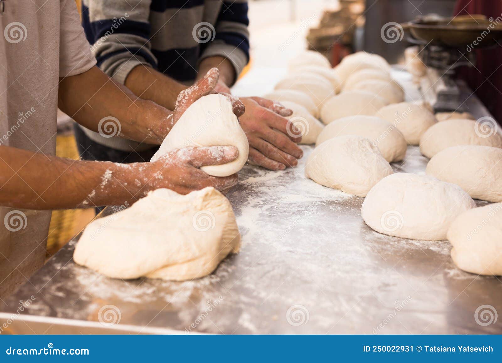 Process of Making Bread. Dough Kneading Stock Image Image of pastry