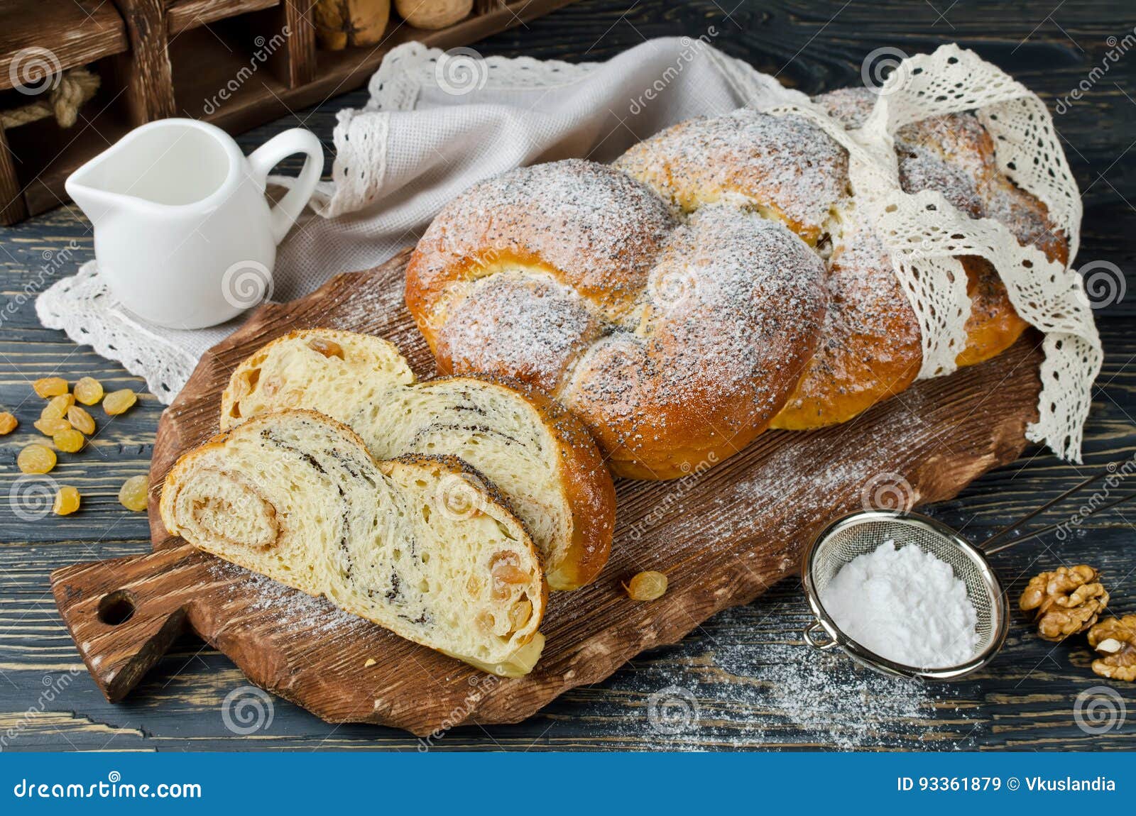 Yeast roll Braid stock image. Image of dessert, raisins 93361879