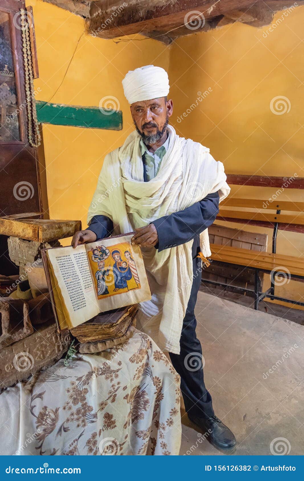 Orthodox Priest Shows A Holy Bible Ethiopia Editorial Photography Image Of Prayer People 156126382