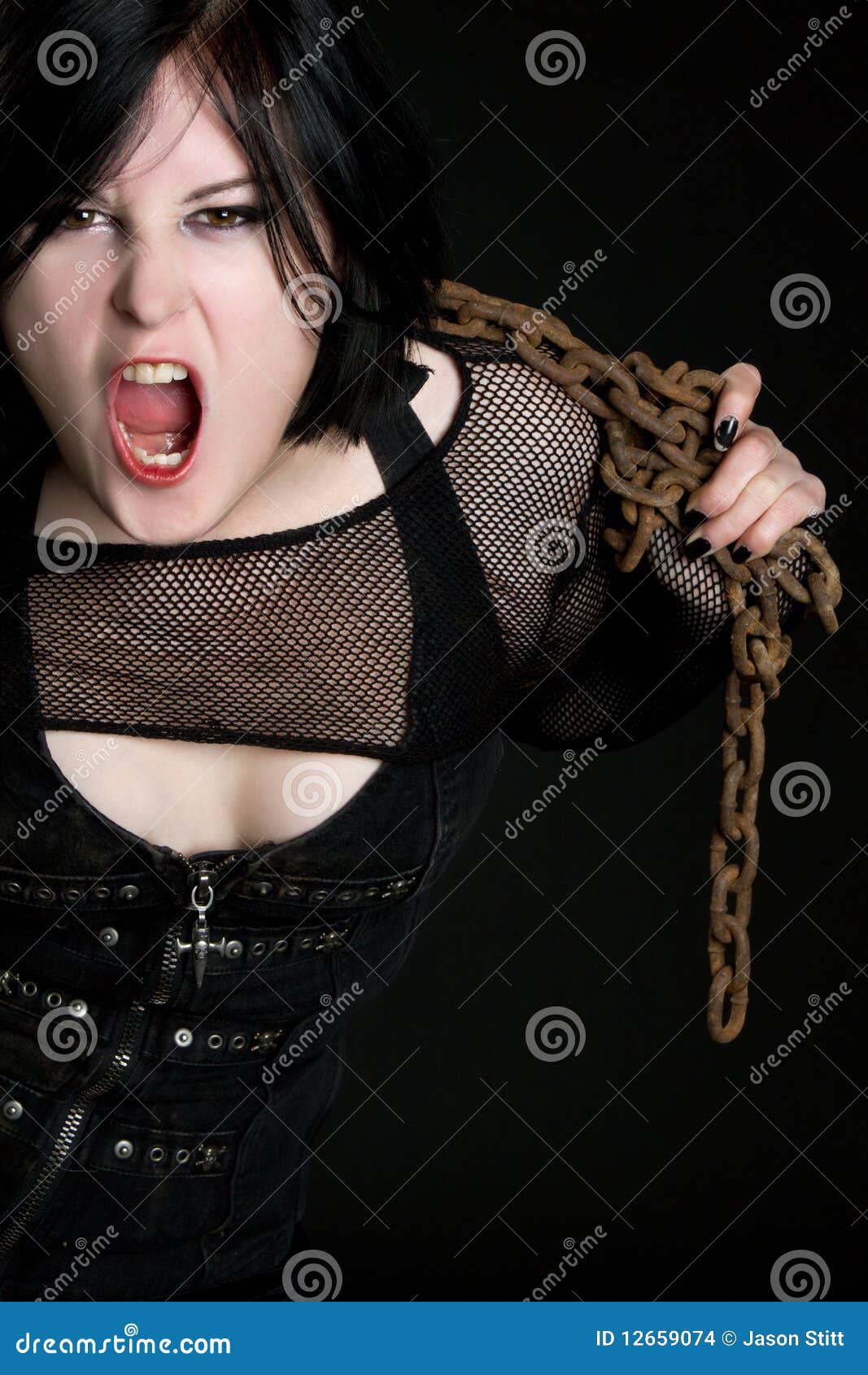 Yelling Chains Girl stock photo. Image of pale, nightmare 12659074