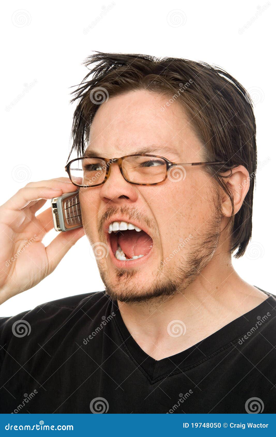 Yelling at the phone stock photo. Image of holding, looking 19748050