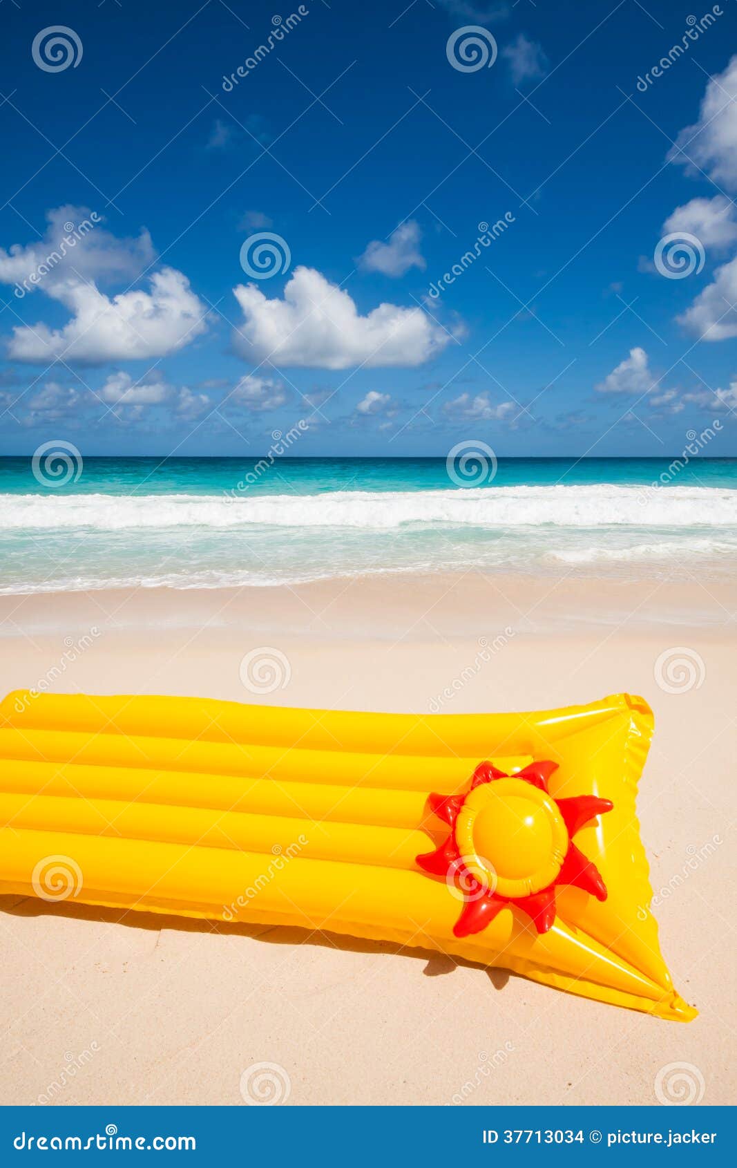 Yellow Air Mattress and Frisbee Stock Photo Image of sand, rubber