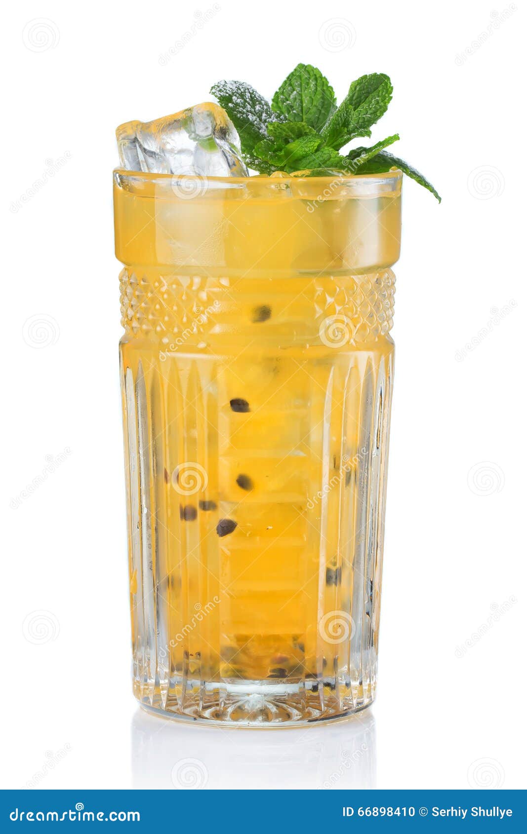 Yellow Alcohol Cocktail with Passionfruit Isolated Stock Photo Image