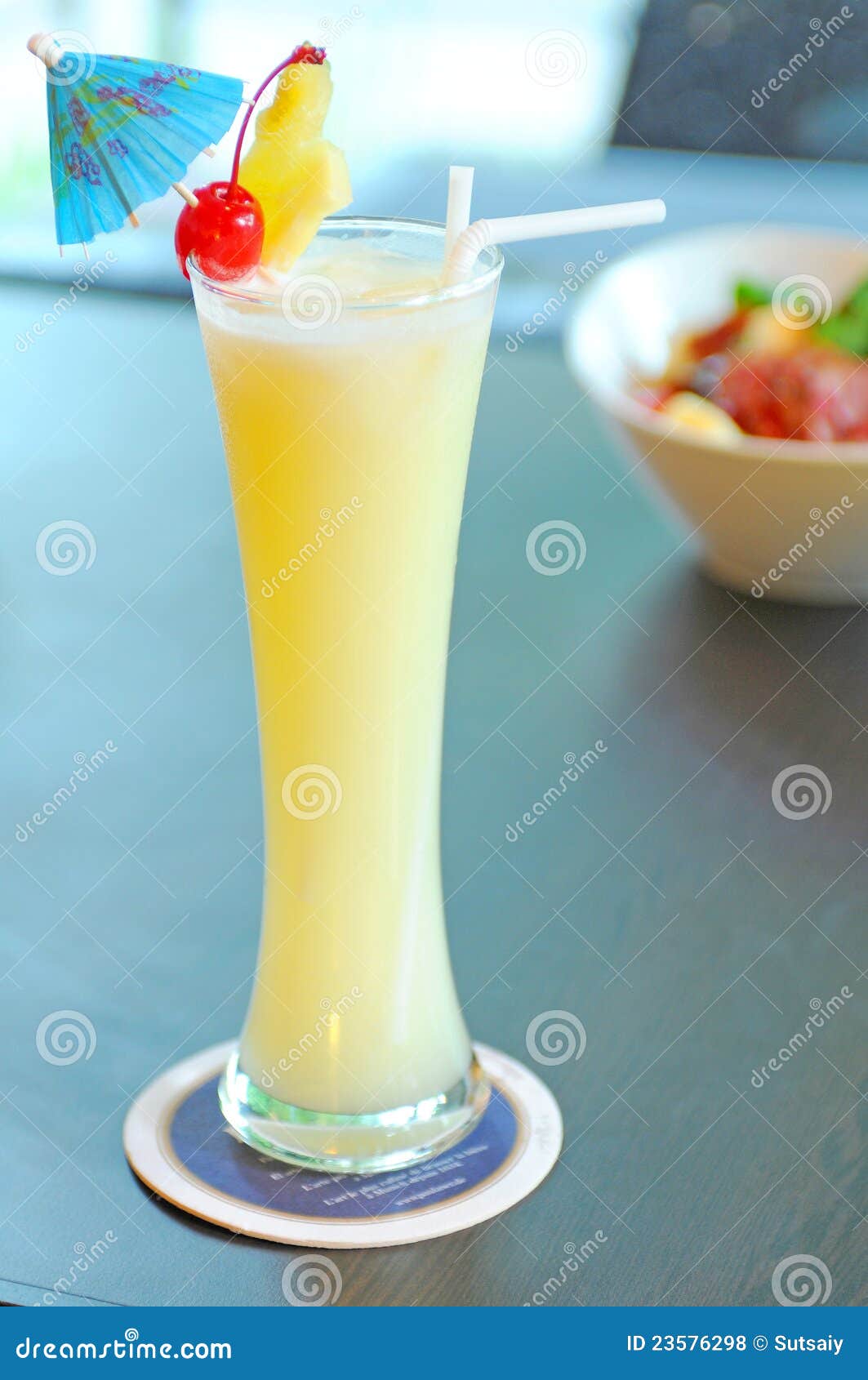 Yellow Alcohol Cocktail with Pineapple Stock Photo Image of black