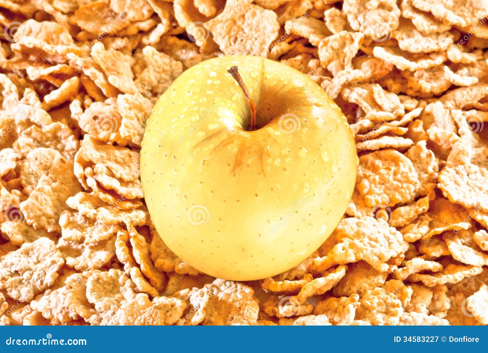 Yellow Apple and Corn Flakes, Diet Concept Stock Image Image of meal