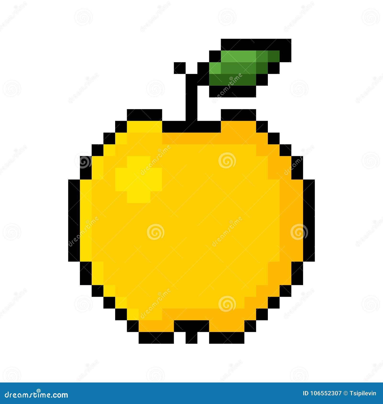 Yellow apple pixel art stock illustration. Illustration of nature ...