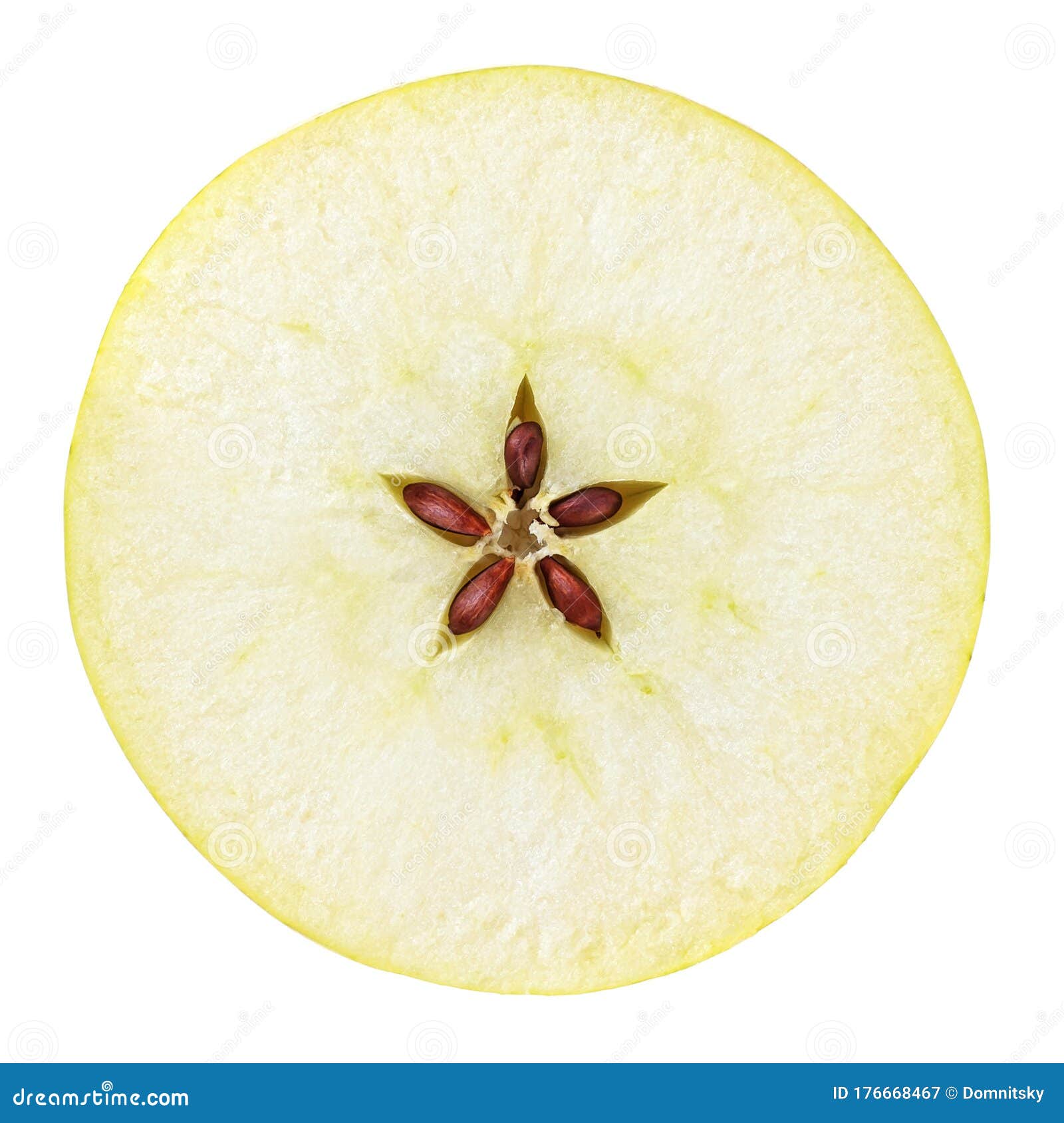 Yellow Apple Slice Isolated on White Background, Top View Stock Image ...