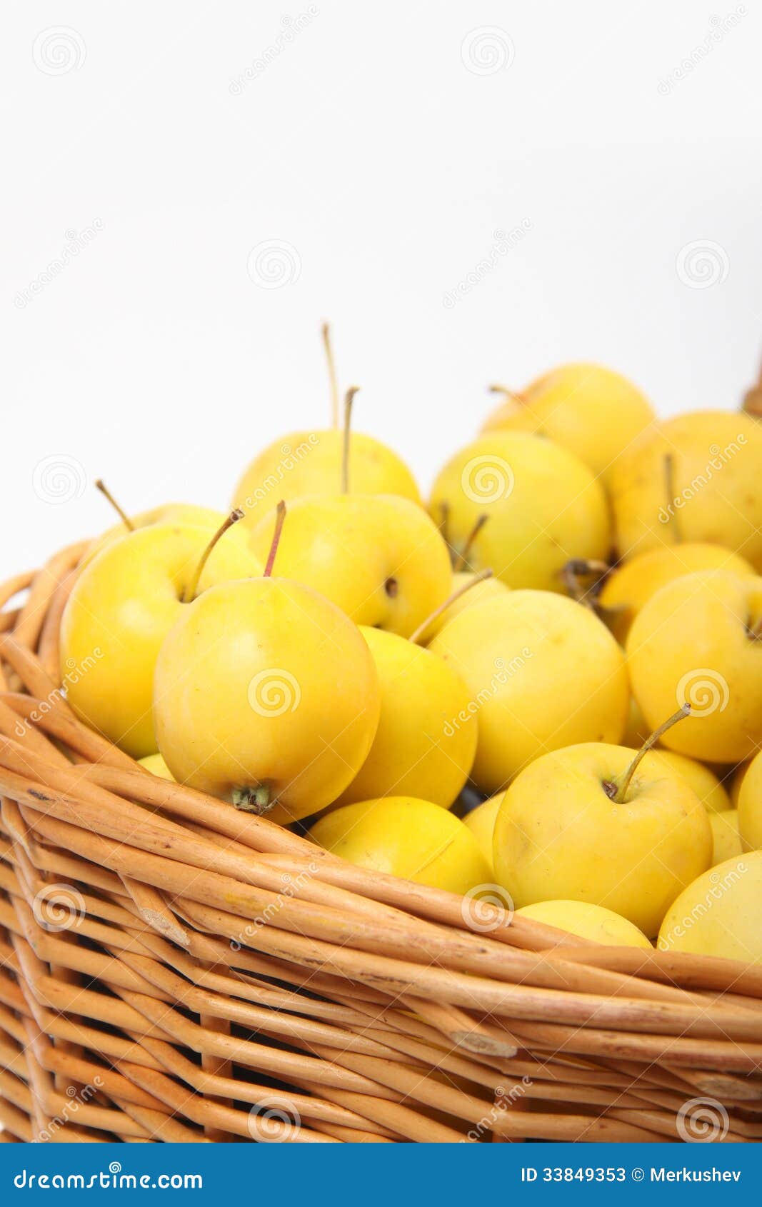 Yellow Apples in a Wicker Basket Stock Image Image of fruit, crop