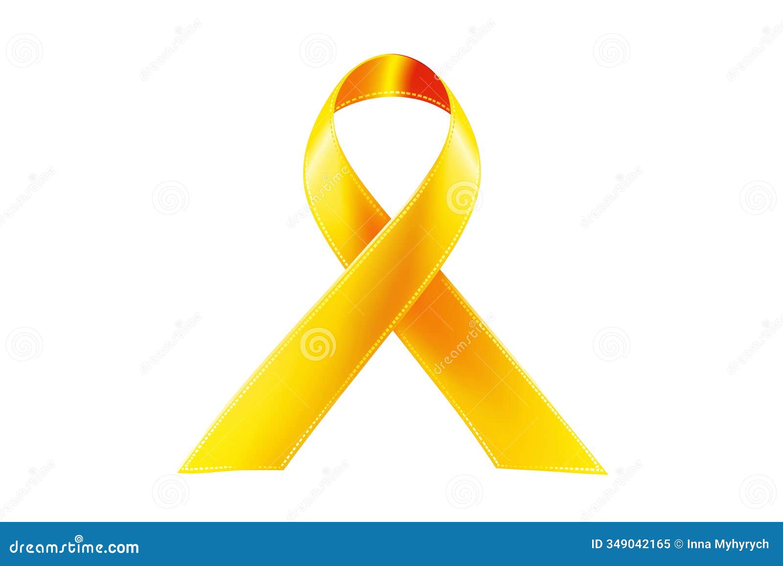 yellow awareness ribbon  on white background