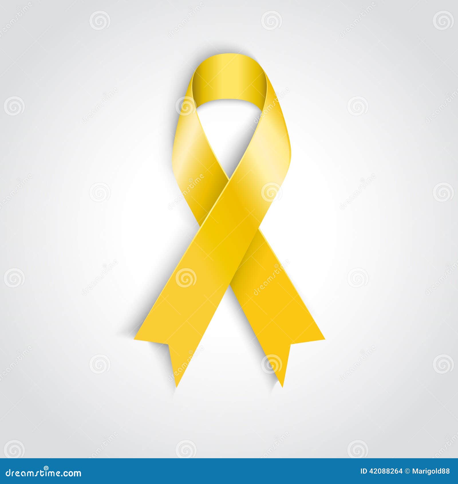 Yellow Awareness Ribbon on White Background. Stock Vector