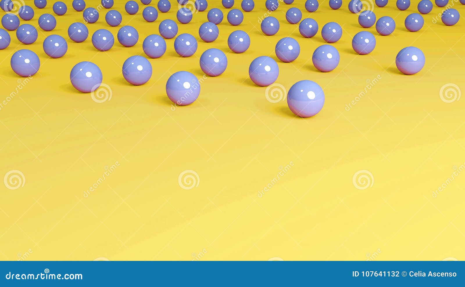 Yellow Background Blue Marbles Stock Photo Image of sphere, render