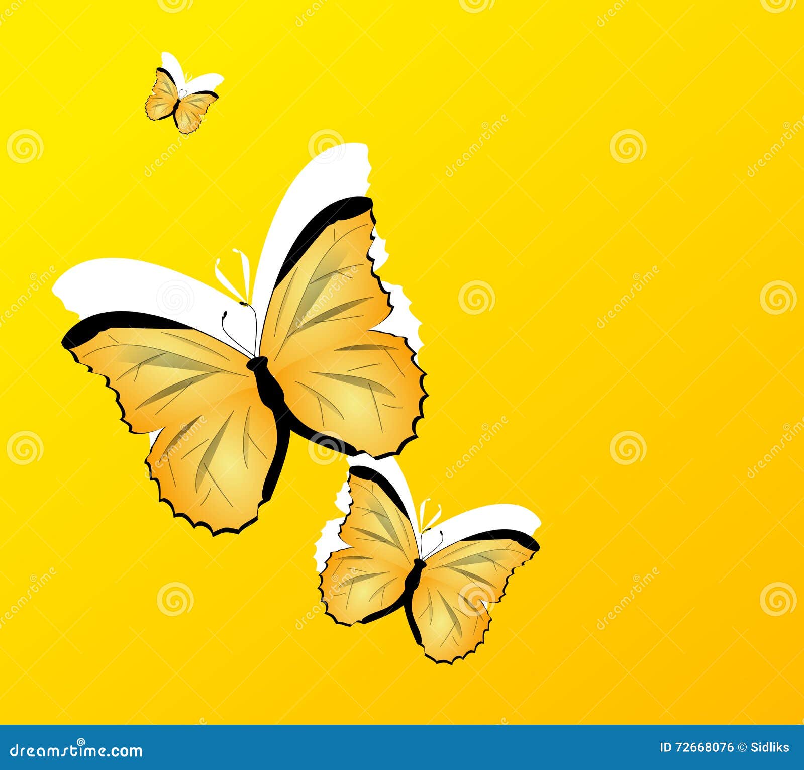 Yellow Background with Butterflies Stock Illustration Illustration of