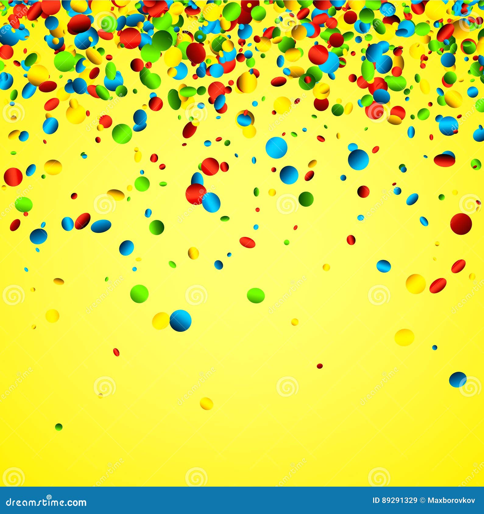Yellow Background with Colorful Confetti. Stock Vector Illustration