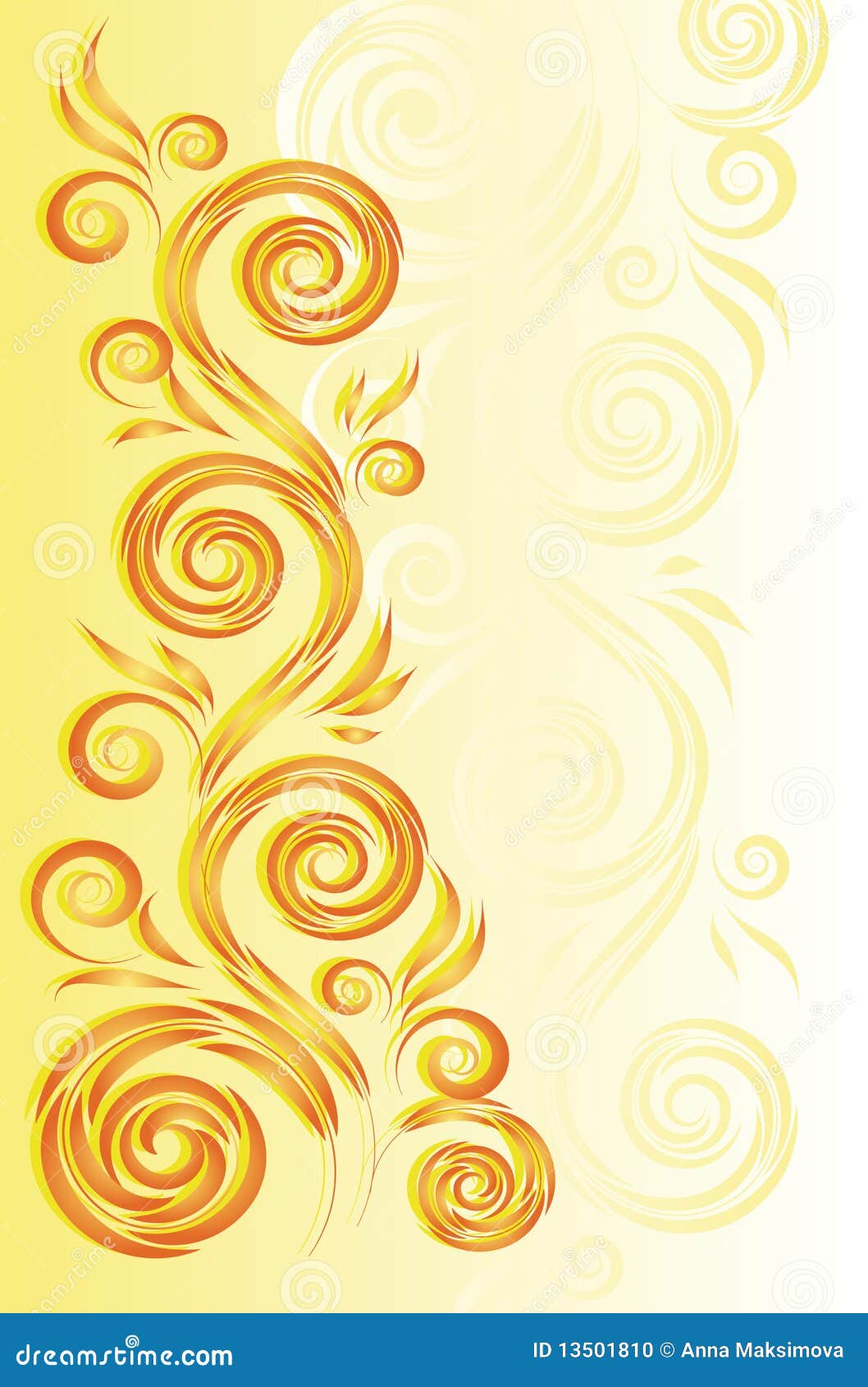 Yellow Background with Floral Ornament Stock Vector Illustration of