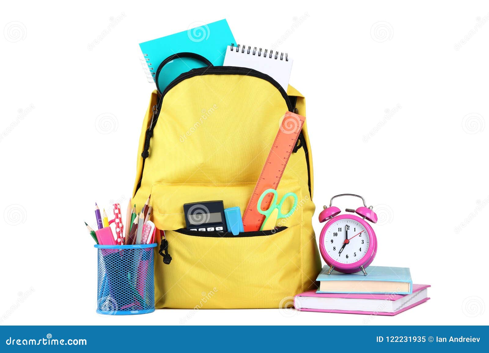 Backpack With School Supplies Stock Image Image of paper, backpack