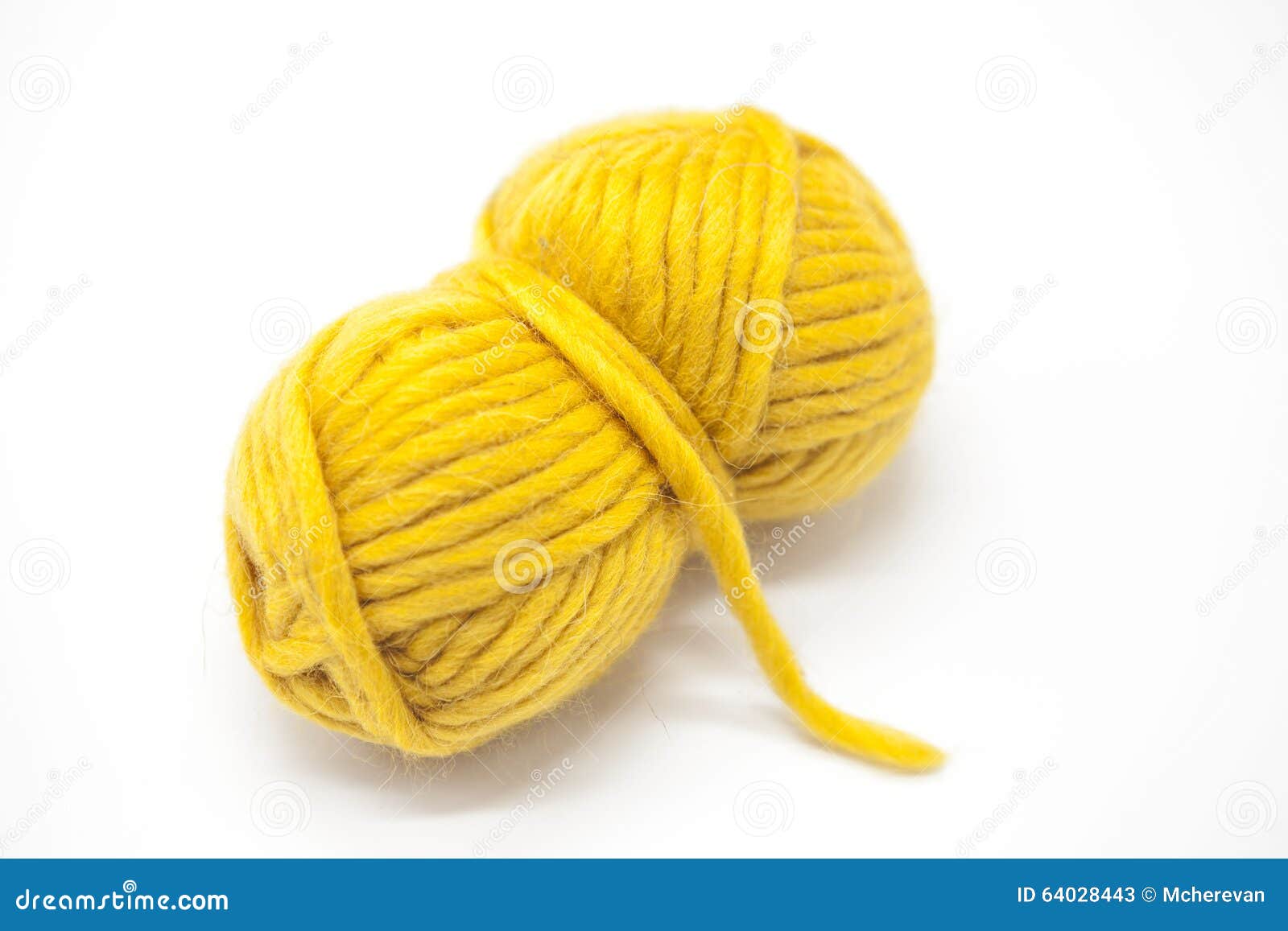 Yellow Wool Yarn Ball Isolated On Stock Photo 129674399