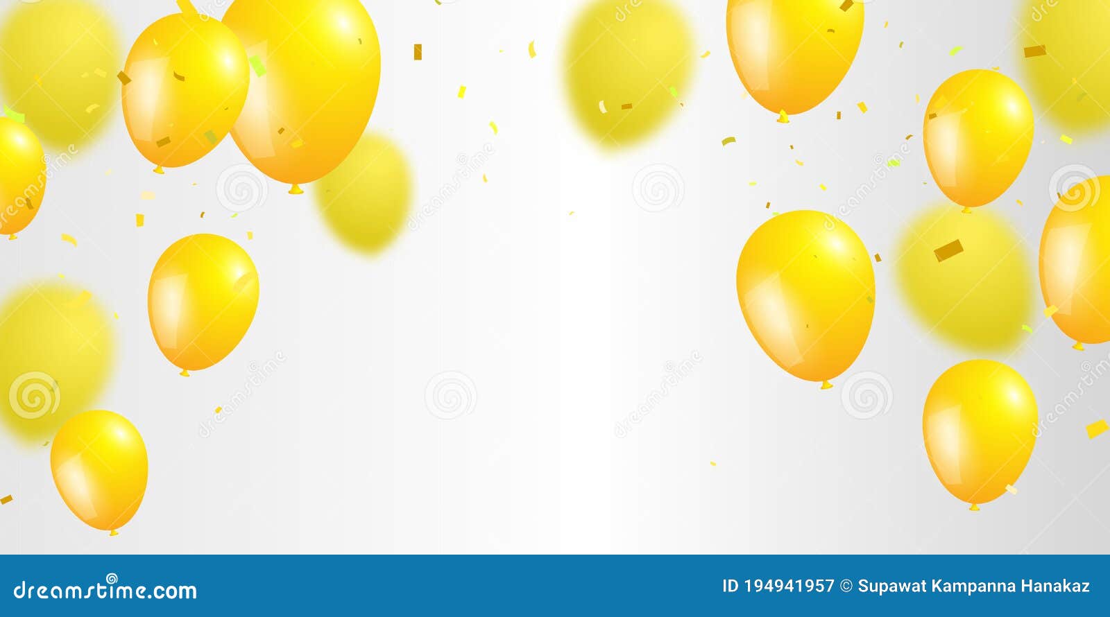 Yellow Balloons Confetti Concept Design Celebration Stock Vector