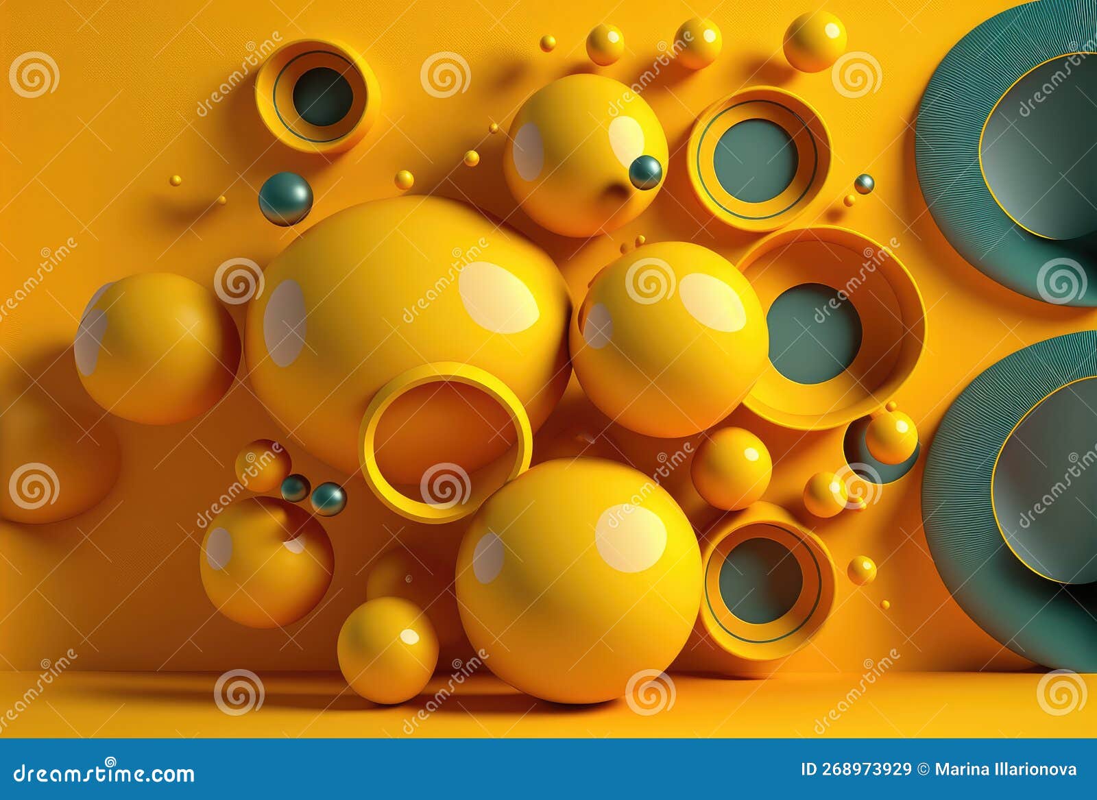 yellow-balls-bubble-3d-render-background-for-poster-flyer-background