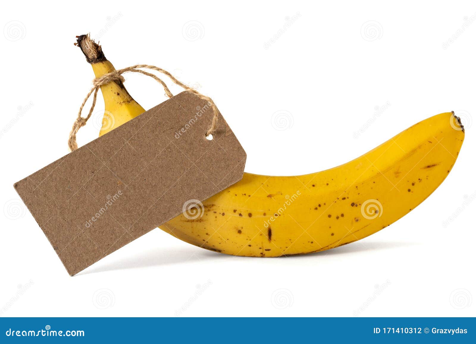 Yellow Banana with Blank Tag Stock Photo Image of freshness, juice