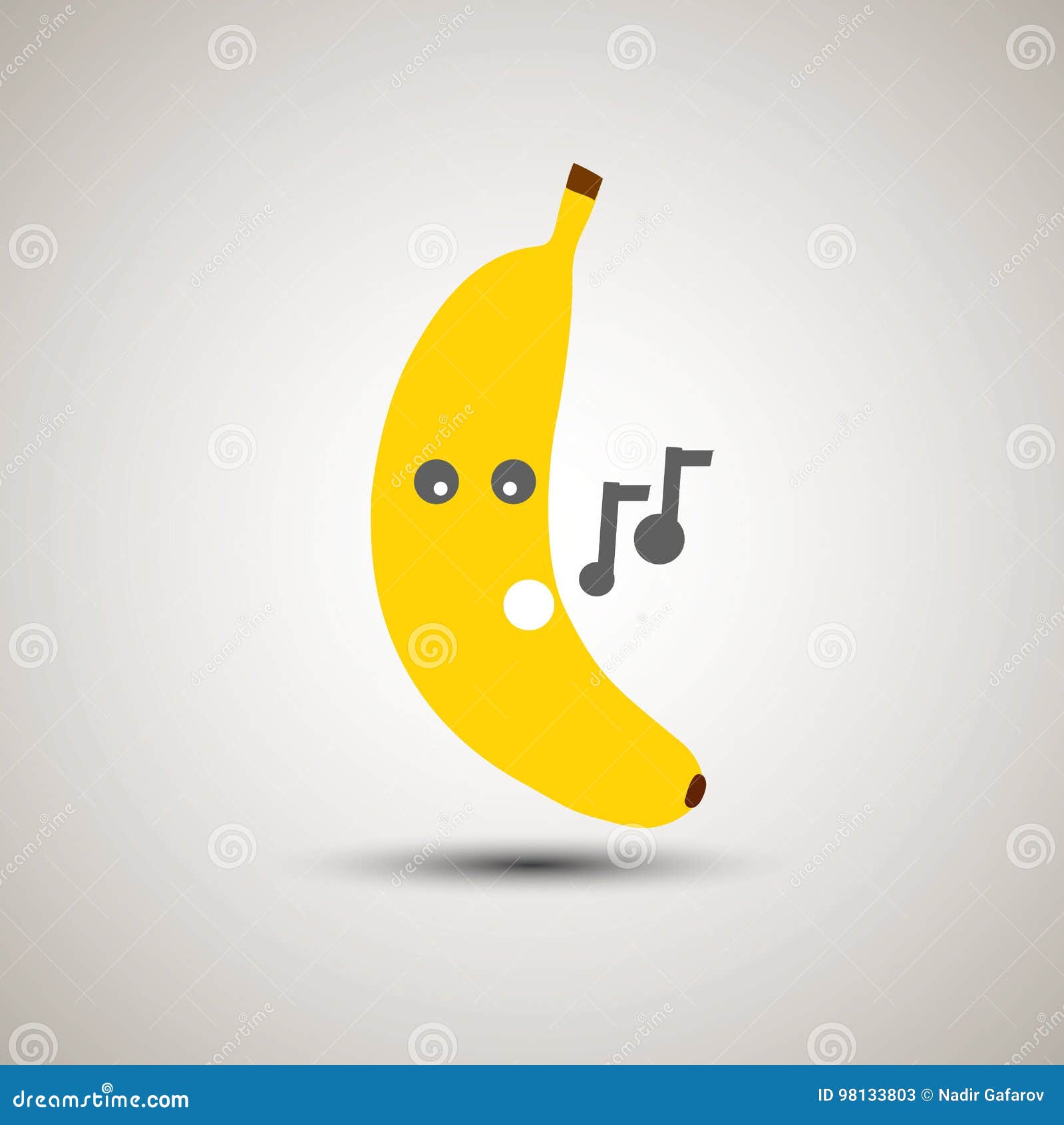 Yellow Banana Emoji Singing A Song. Stock Vector - Illustration Of.