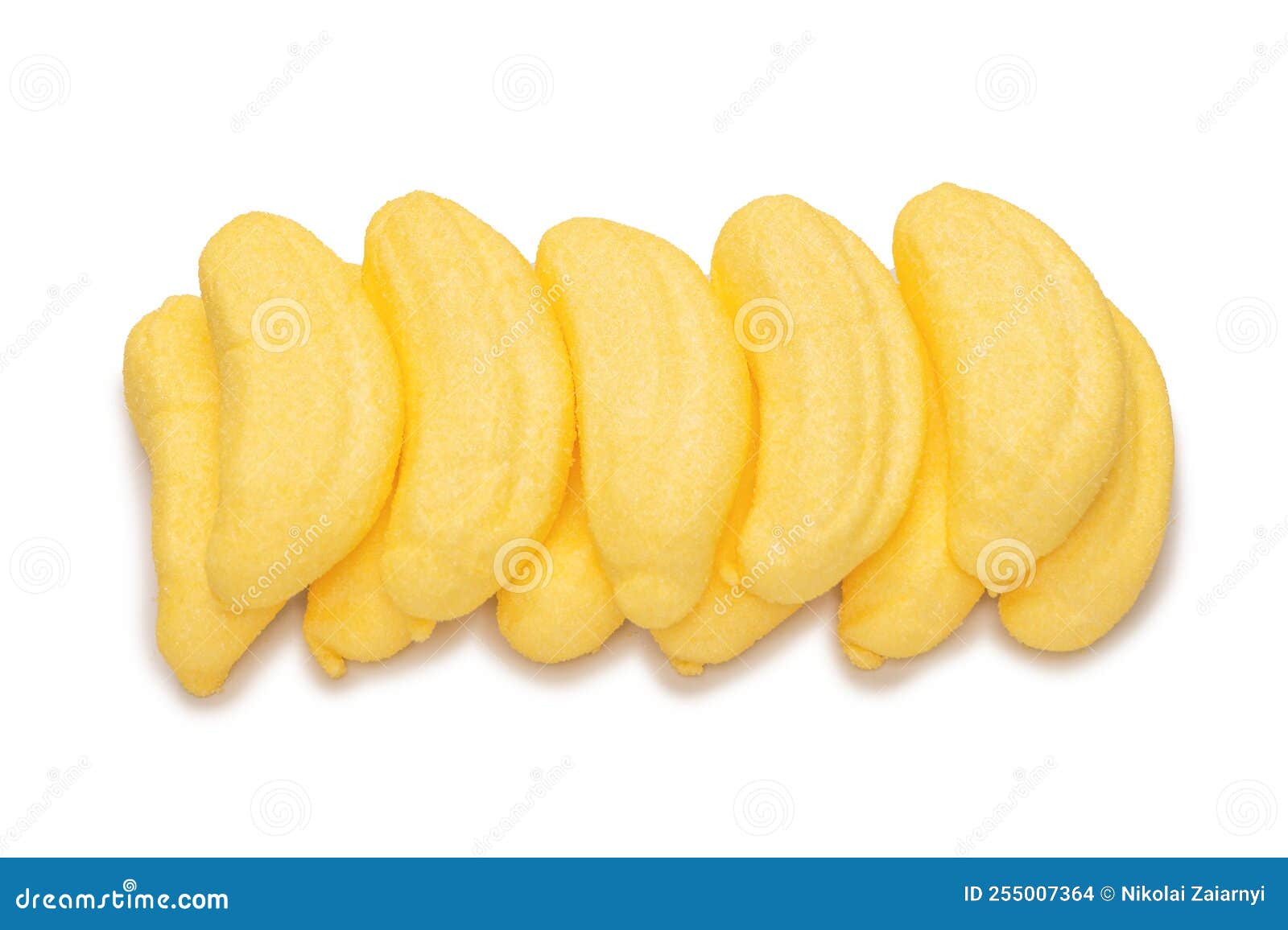Banana Marshmallow Candy Isolated on a White Background Stock Photo