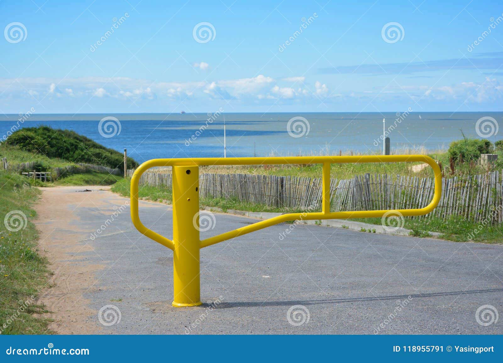 Yellow Barrier Blocking the Way Stock Image Image of landscape