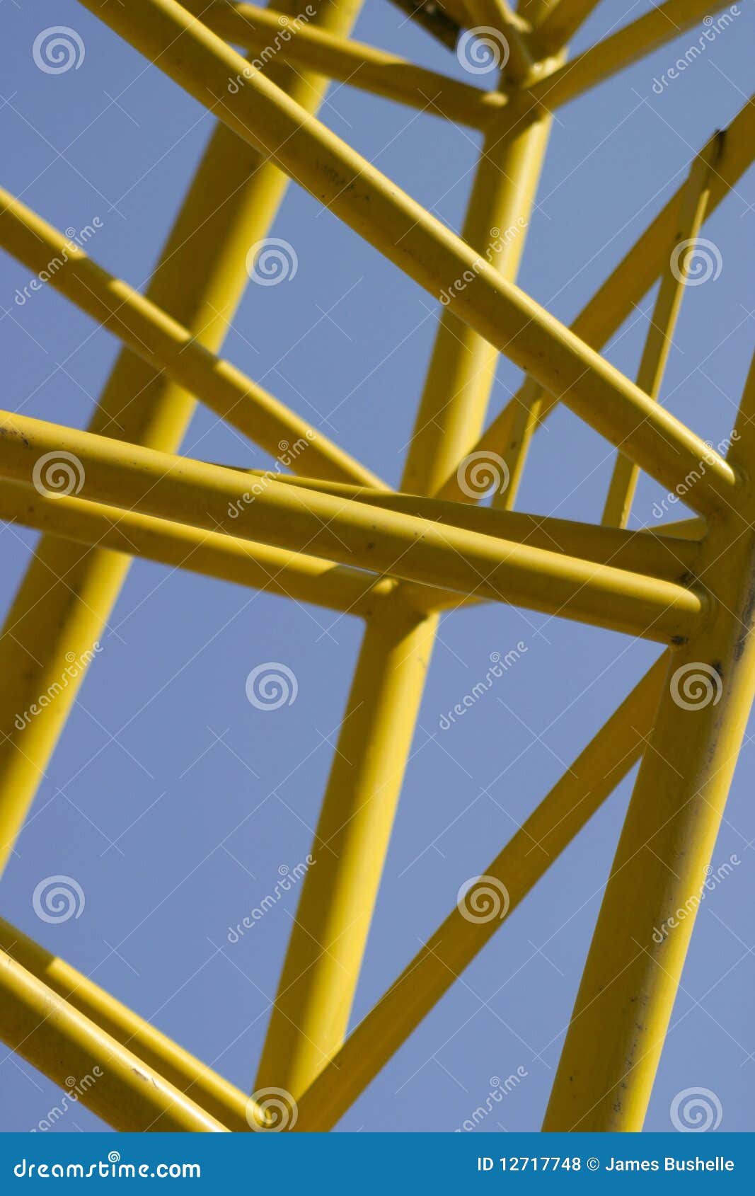 Yellow Bars Against Blue Sky Stock Photo Image of form, tower 12717748