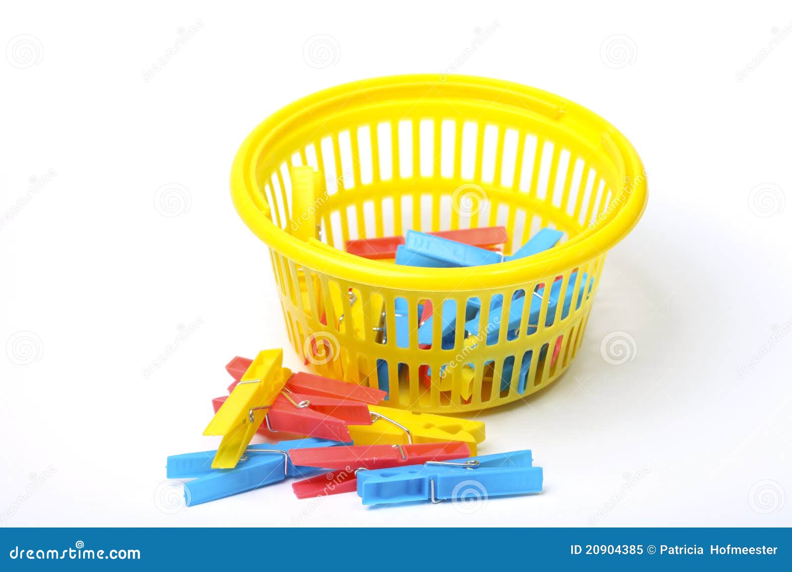 Yellow Basket with Clothes Pegs Stock Image Image of group, stand
