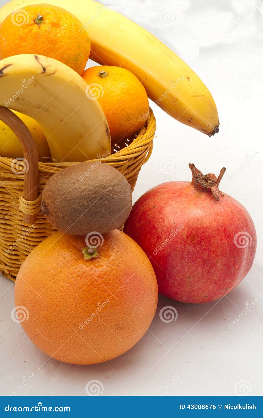 Yellow Basket with Mandarin Oranges, Bananas Stock Photo Image of
