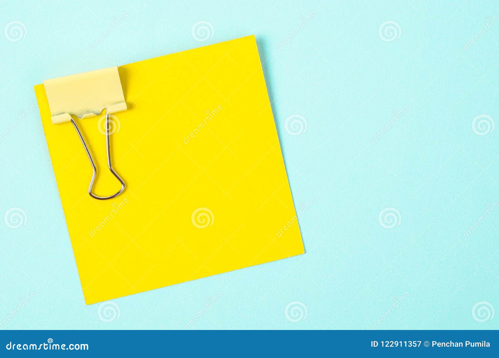 Yellow Binder Clips and Yellow Sticky Notes. Stock Image Image of