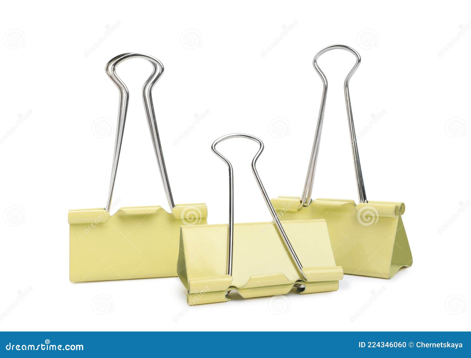 Yellow Binder Clips on White. Stationery Item Stock Photo Image of