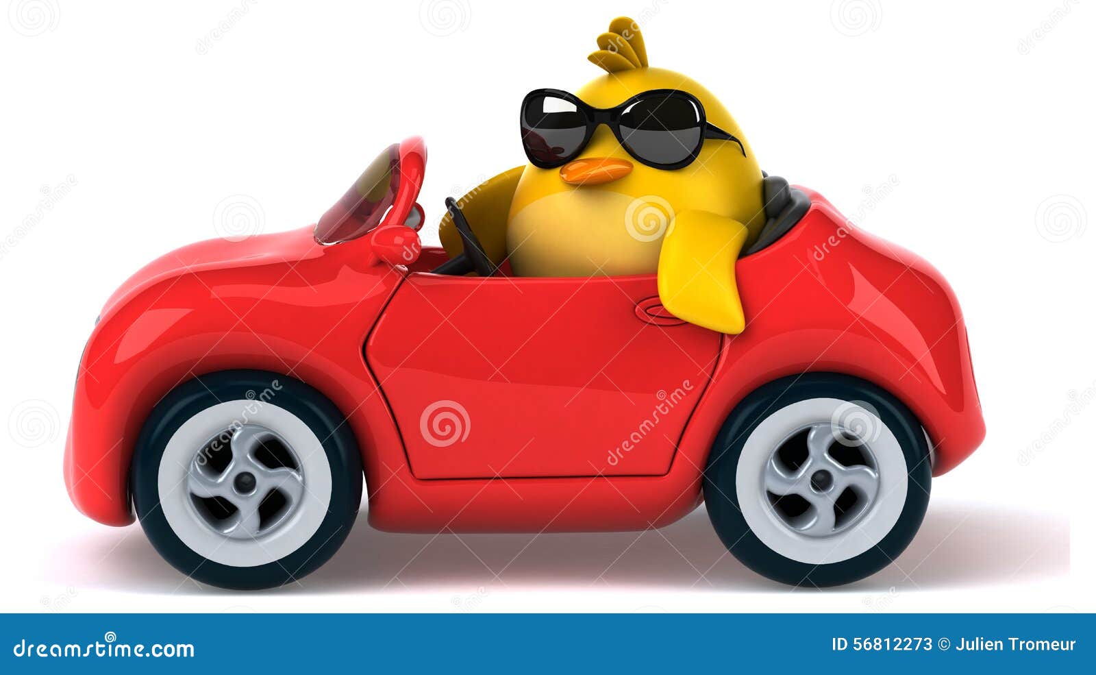 Yellow bird in a car stock illustration. Illustration of songbird