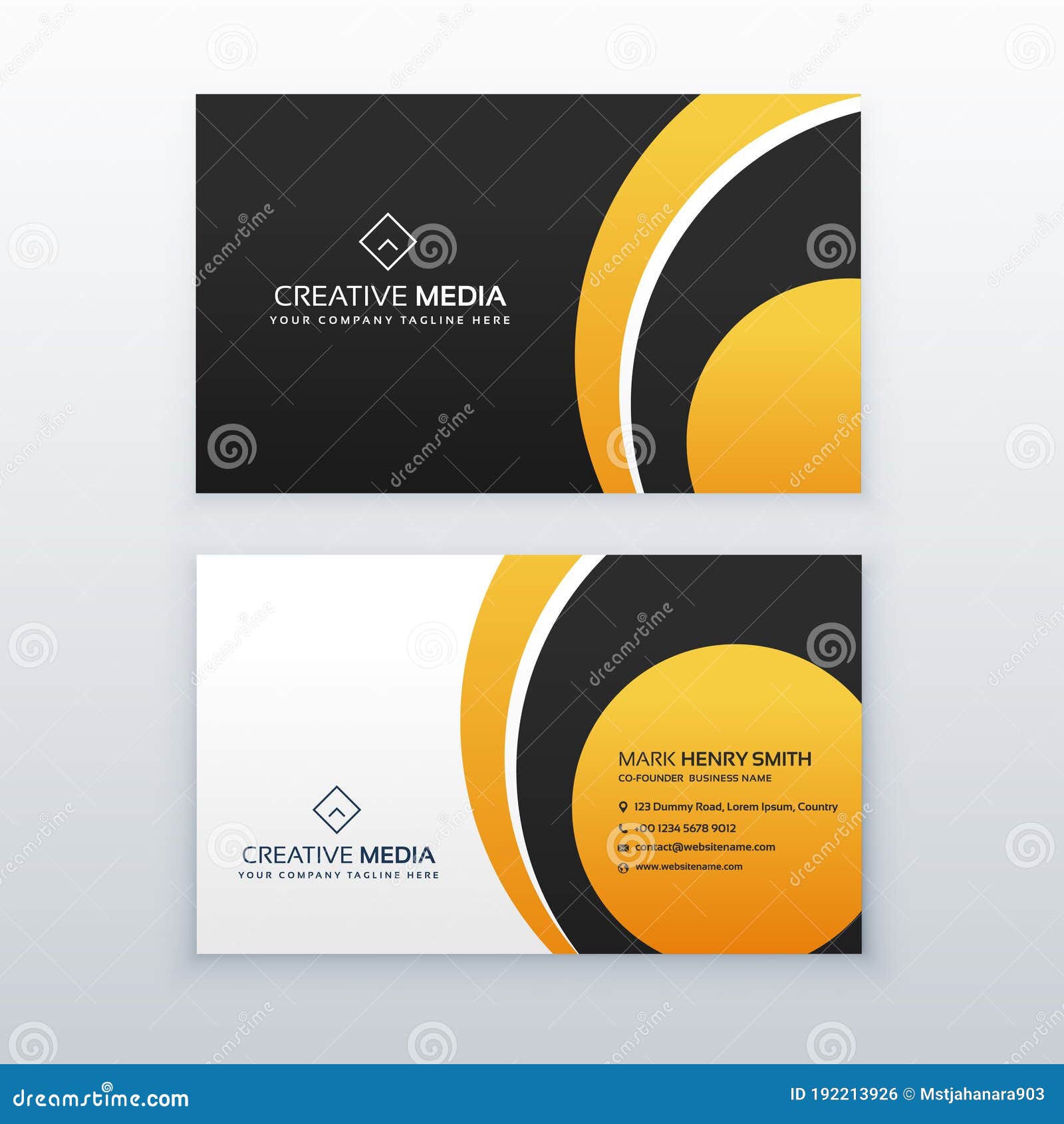 Yellow and Black Professional Business Card Design Template Stock Within Professional Business Card Templates Free Download