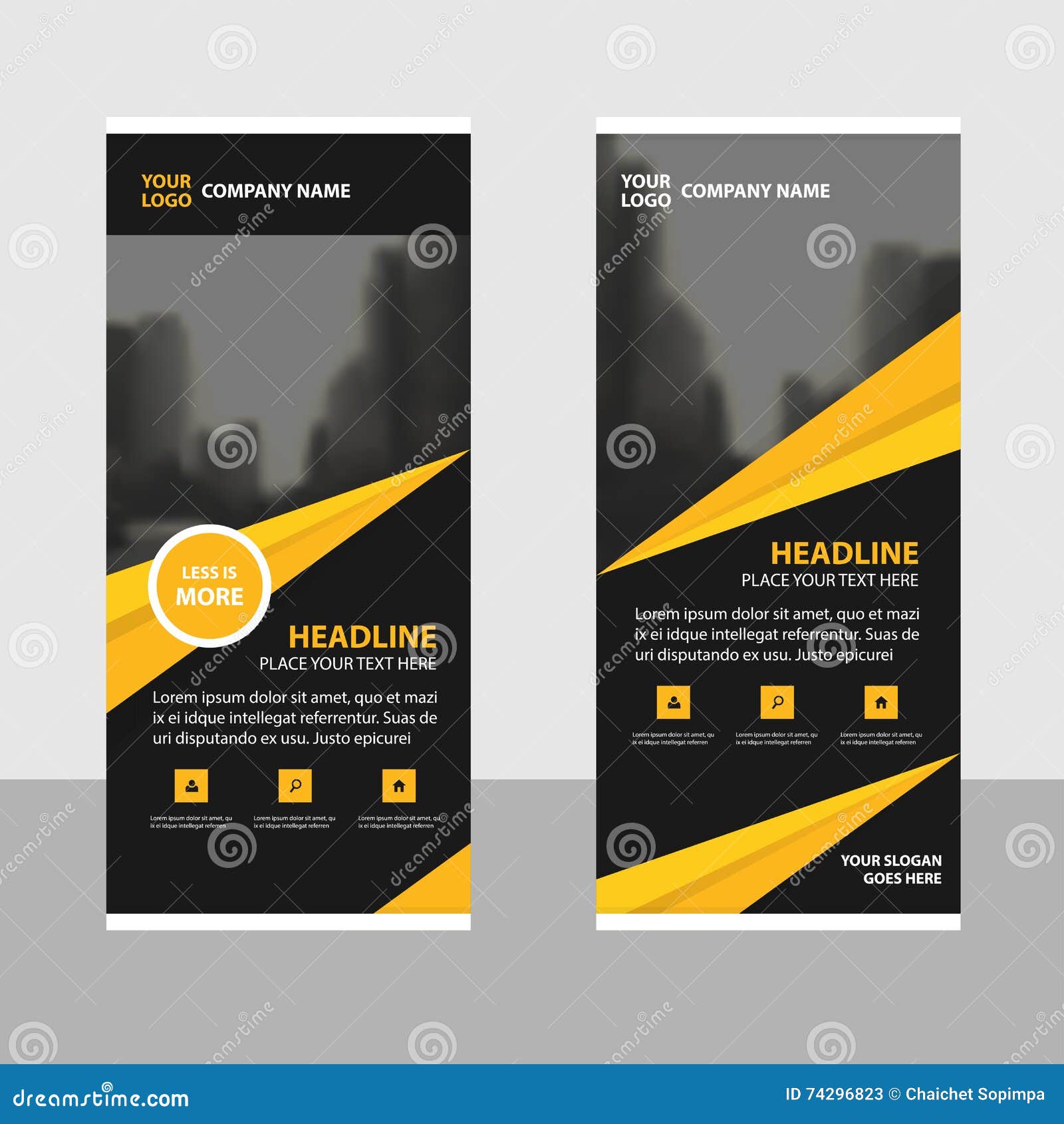 Yellow Black Triangle Roll Up Business Brochure Flyer 