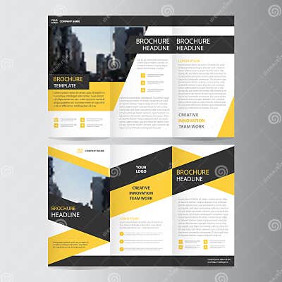 Yellow Black Trifold Leaflet Brochure Flyer Template Design, Book Cover ...