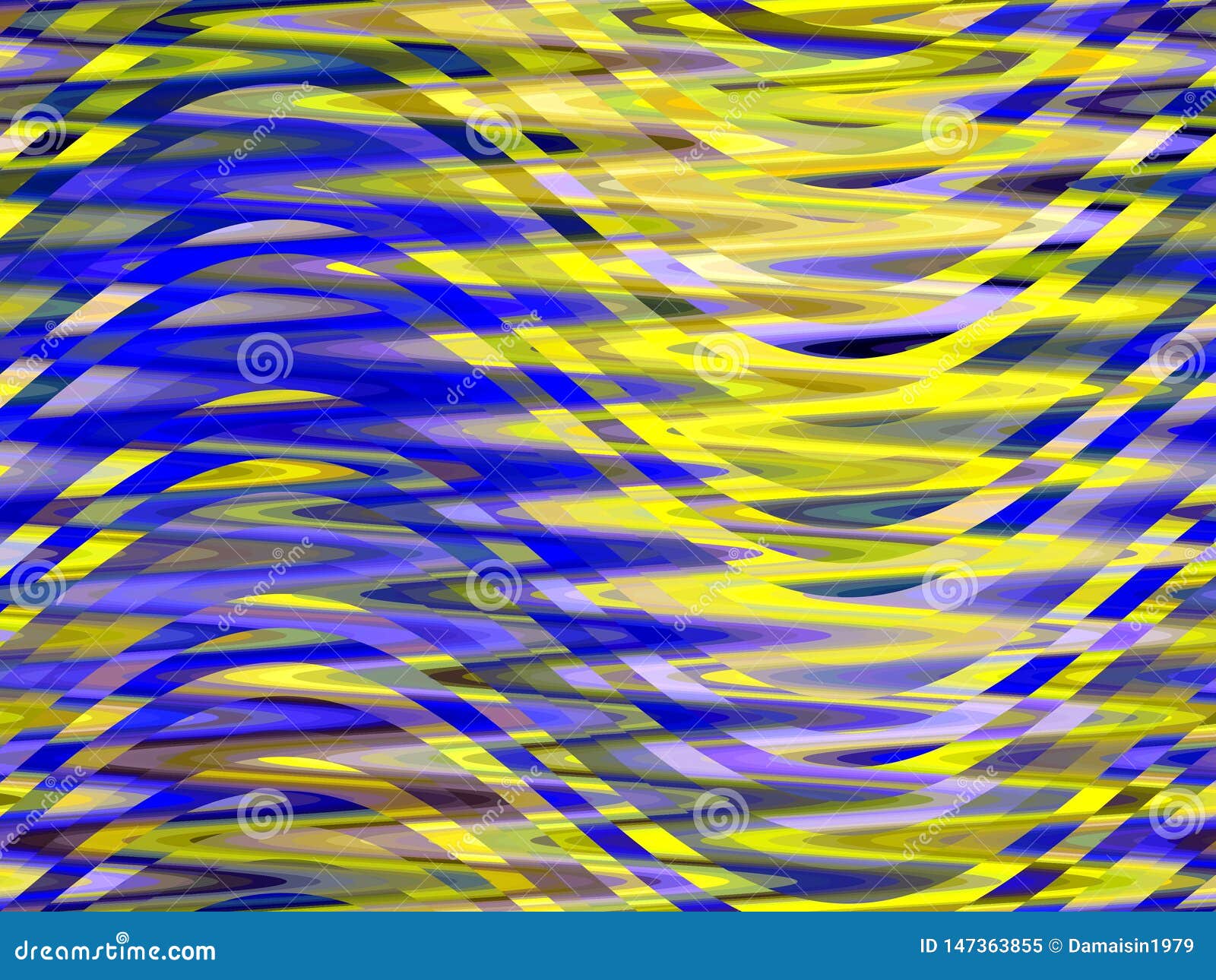 Yellow blue bright waves texture, abstract background. Yellow blue bright waves fluid geometries bright geometries, abstract texture. Colors are placed at random. Colorful vivid decorative pattern. Design, futuristic geometries.