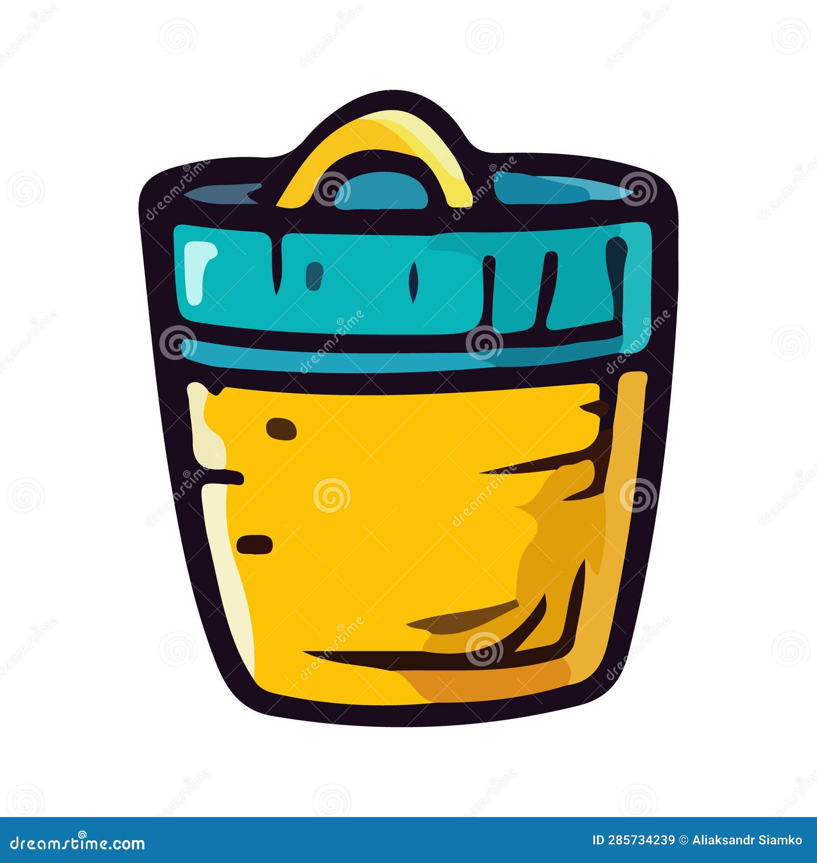 A Yellow and Blue Container with a Handle Stock Vector Illustration
