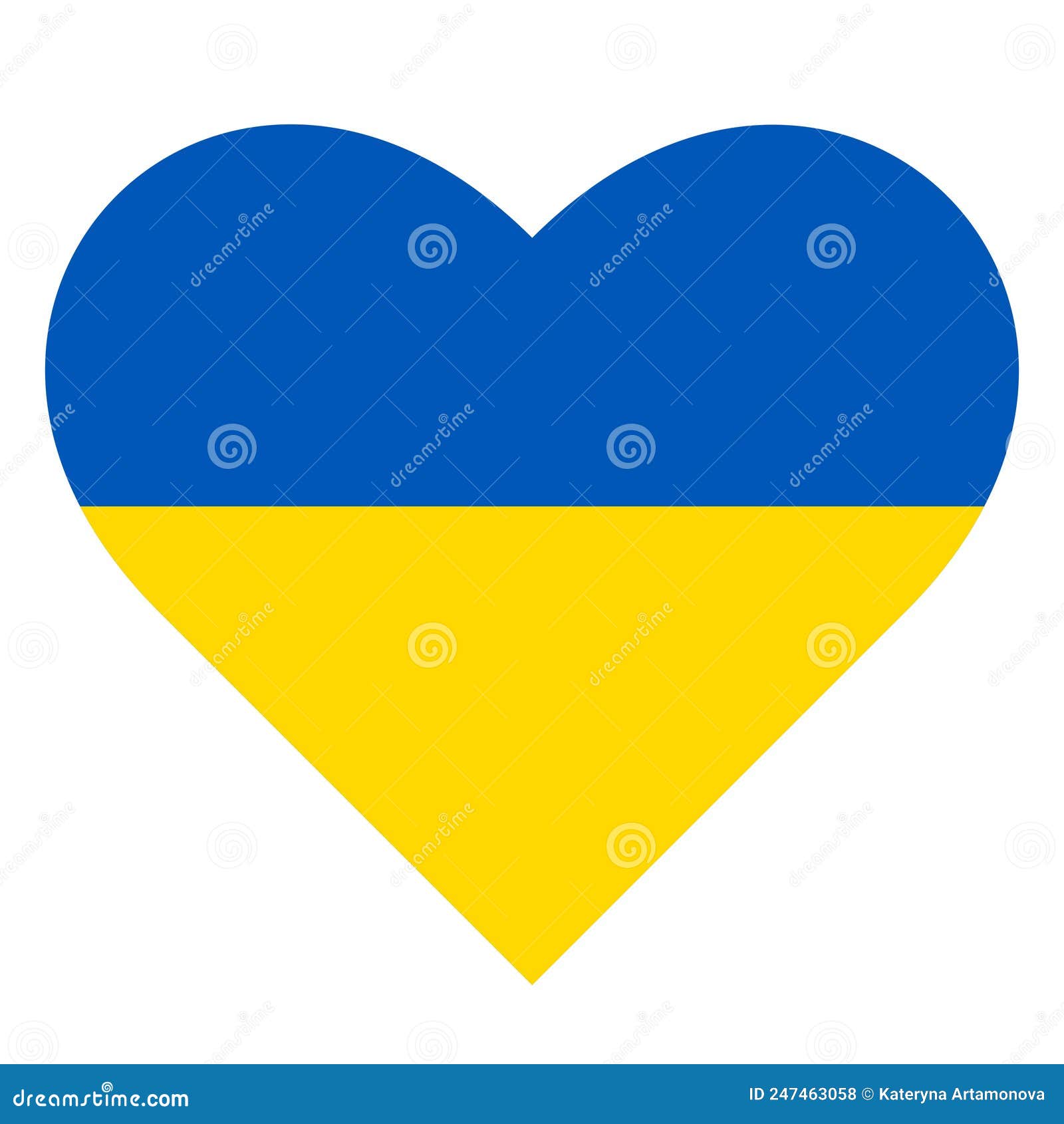 Yellow and Blue Heart on a White Background. Vector Graphics Stock