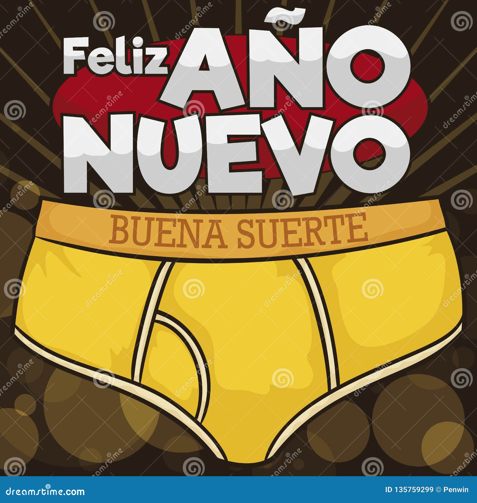 Yellow Briefs for Latin American Omens during New Year Eve, Vector  Illustration Stock Vector - Illustration of night, briefs: 135759299