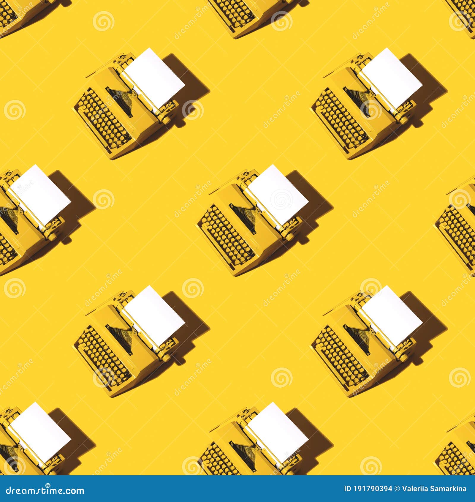 Yellow Bright Typewriter on a Yellow Background. Creativity Concept