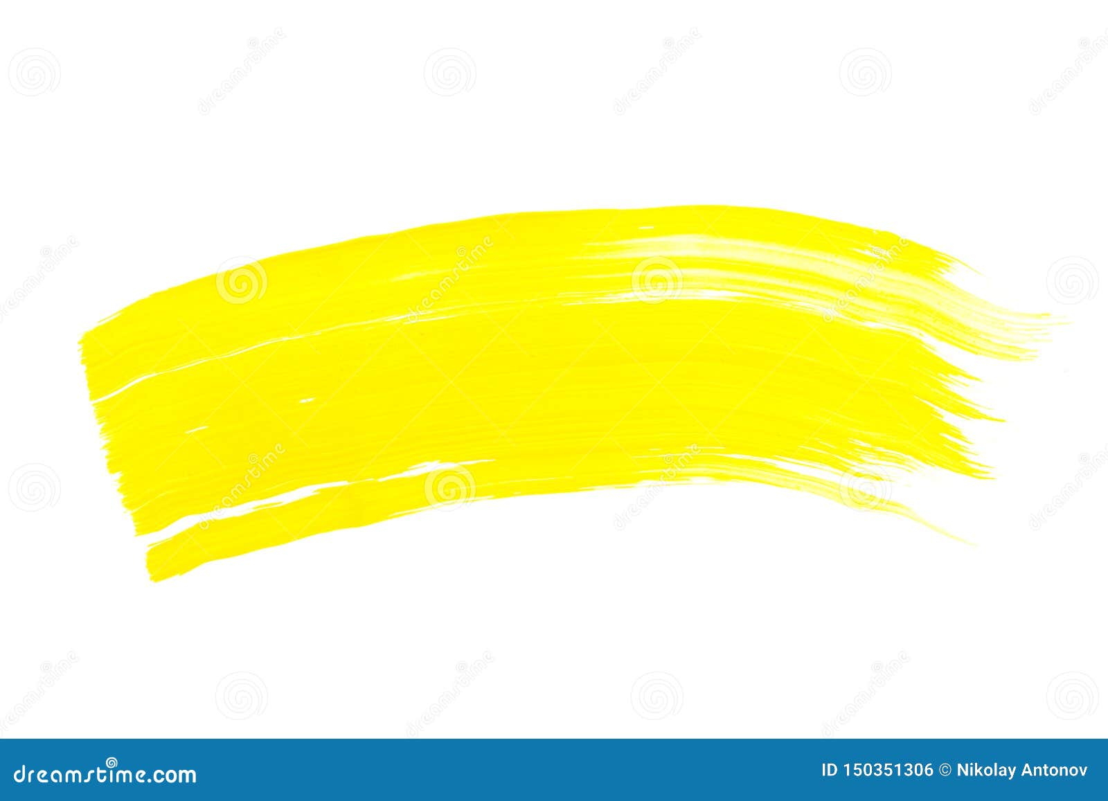 Yellow Brush Stroke Isolated on White Background. Yellow Abstract Stroke  Stock Photo - Image of creative, artistic: 150351306