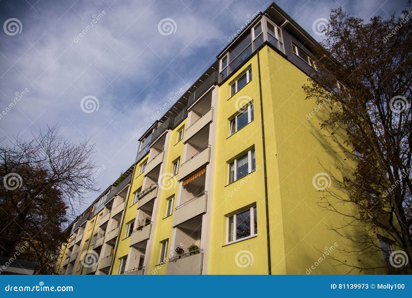 Yellow Building in Munich, Housing Stock Image Image of city