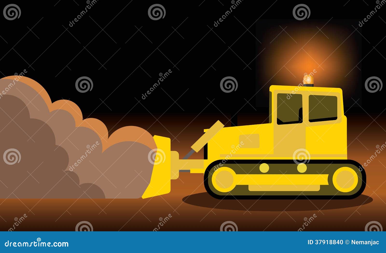 Yellow Bulldozer Pushing Dirt Stock Illustration Illustration of